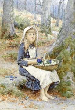Country Girl by Henry James Johnstone British 06 Impressionist Oil Paintings